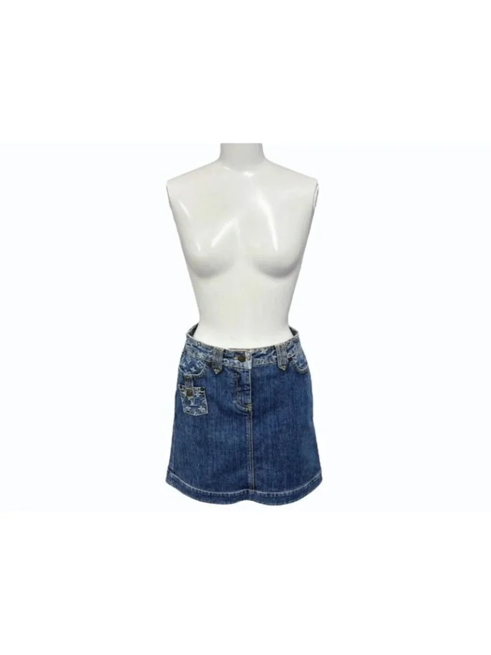 Louis Vuitton Denim Skirt Monogram Blue Gold
